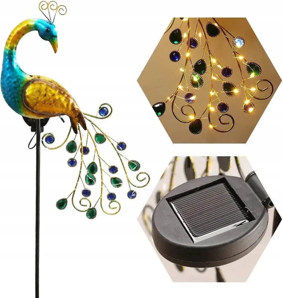 LED-es napelemes lámpa Paw beszúrható kerti dekoratív madár többszínű