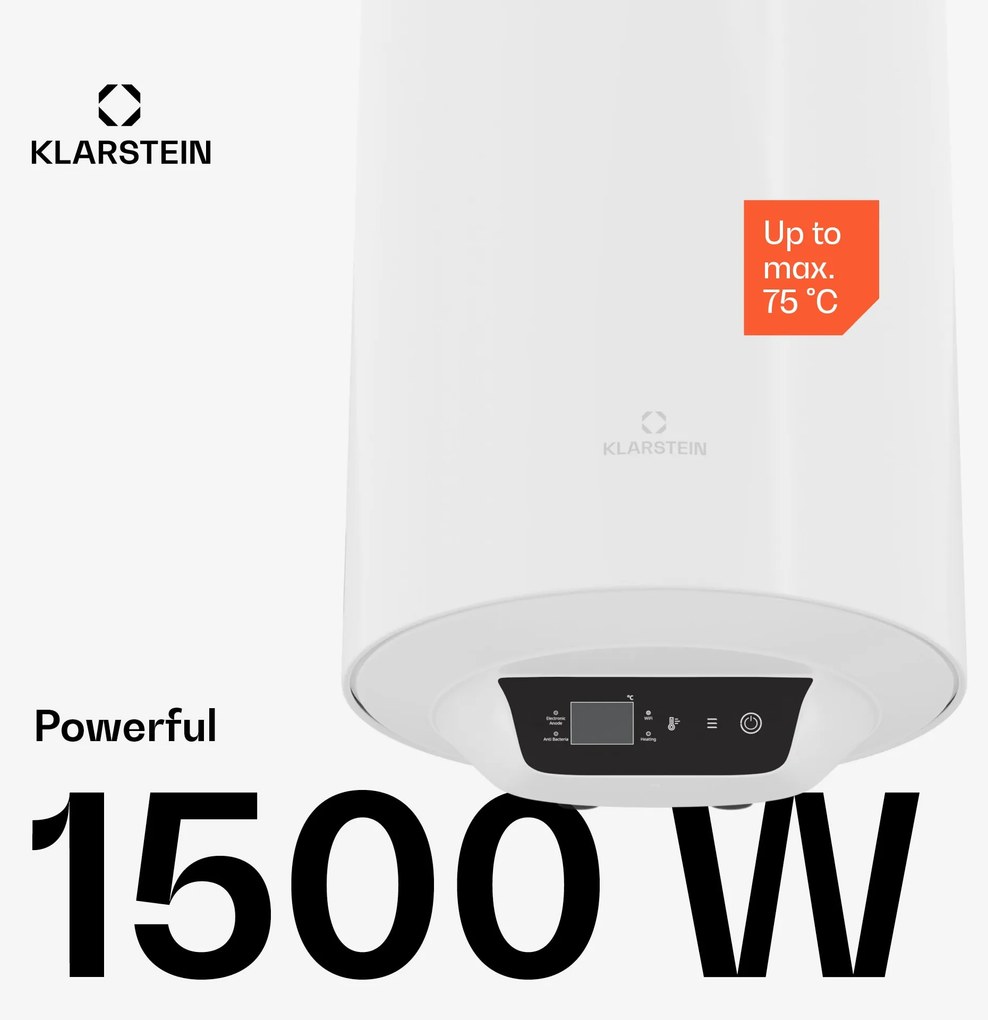 ENDURAHEAT SMART 80, meleg víz tároló, 80 liter, 75°C. 1500 W, 3 méretben fehér