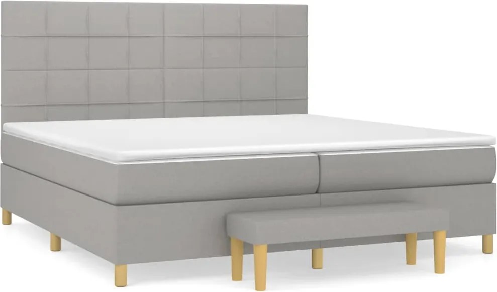 vidaXL világosszürke szövet rugós ágy matraccal 200 x 200 cm