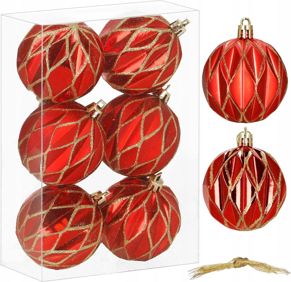 Karácsonyfadísz Piros Karácsonyfadísz 6db 7cm Törhetetlen Karácsonyi Díszek