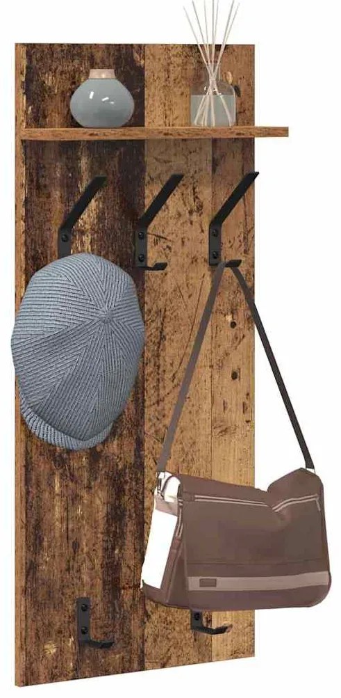 Fali Kabáthorog polcokkal Régi fa 90 x 40 x 10 cm Faanyag