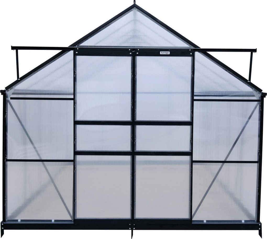 Furnigo Kerti üvegház 310x250x195 cm + alap - fekete