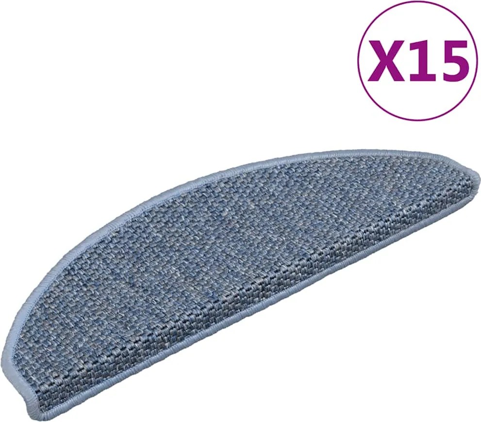 vidaXL 15 db szizál hatású kék öntapadó lépcsőszőnyeg 65x21x4 cm