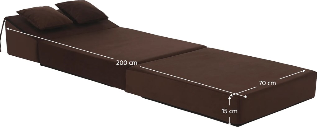 Összecsukható matrac/fotel, 2v1, barna, PELOS