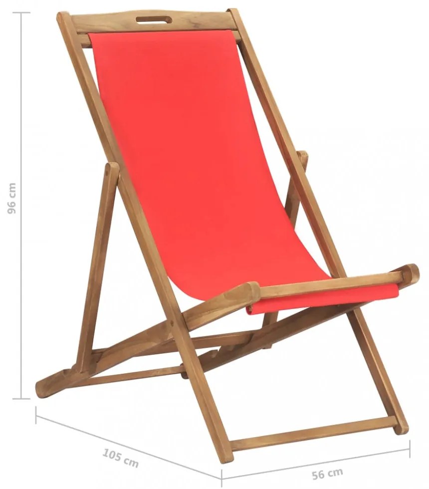 piros összecsukható tömör tíkfa strandszék