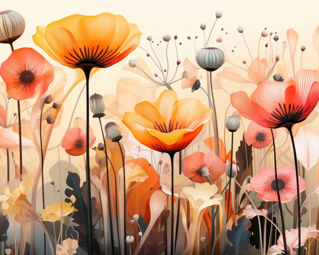 Poszter 50x40cm Táncos pipacsok