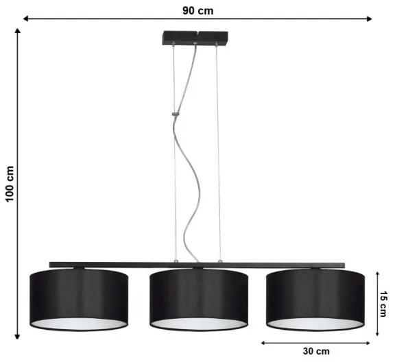 Csillár zsinóron ASTRA 3xE27/60W/230V fekete