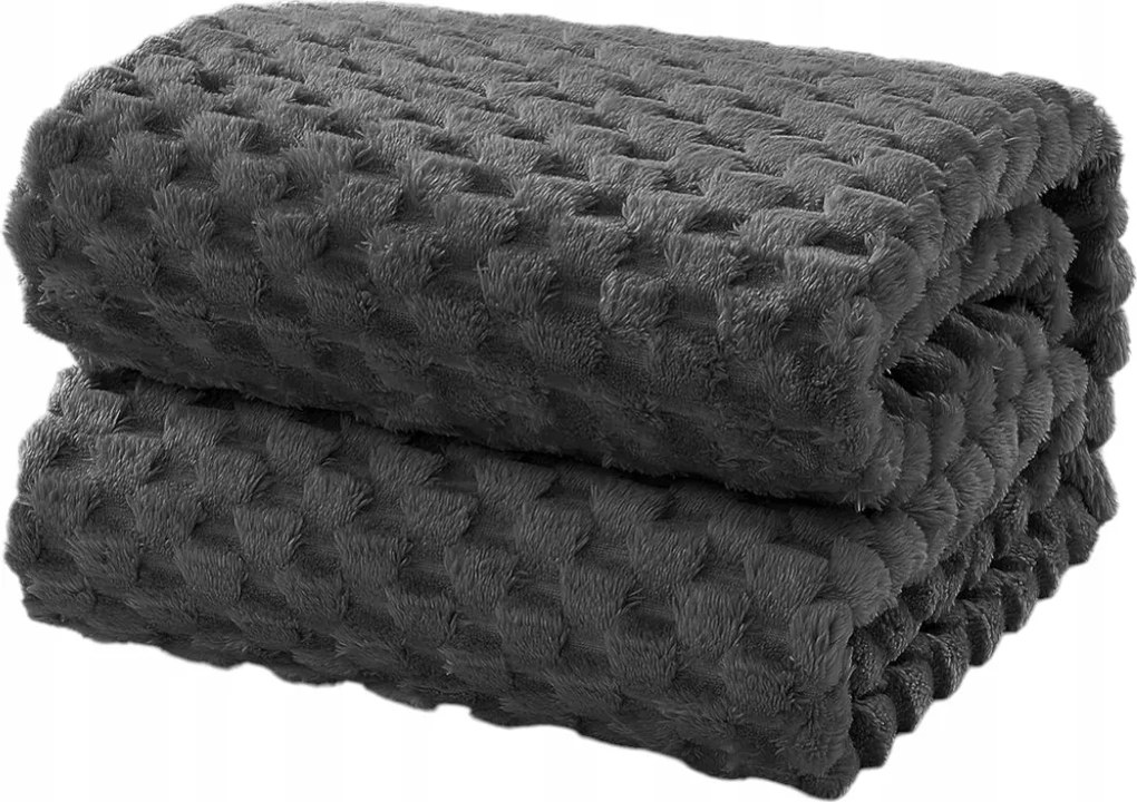 Puha plüss takaró 160x200 mikroszálas Sakktábla Sötétszürke ágytakaró