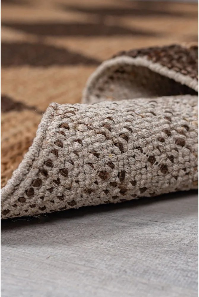 Barna-natúr színű kézi szövésű jutakeverék futószőnyeg 80x230 cm Effie Diamond – Flair Rugs