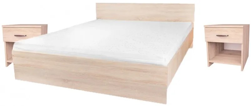 Pietro II NEW Kétszemélyes 160x200 bútor szett Adormo 15 cm matraccal és 2 éjjeliszekrénnyel – sonoma N