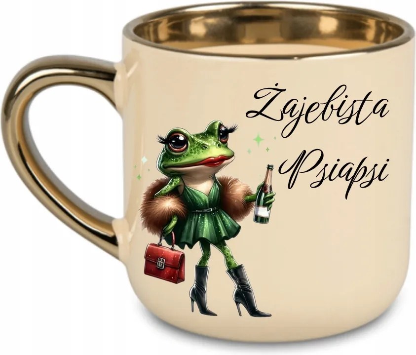 Elegáns Békás Prémium Kutyás Bögre Barátnőnek 400 Krémszínű