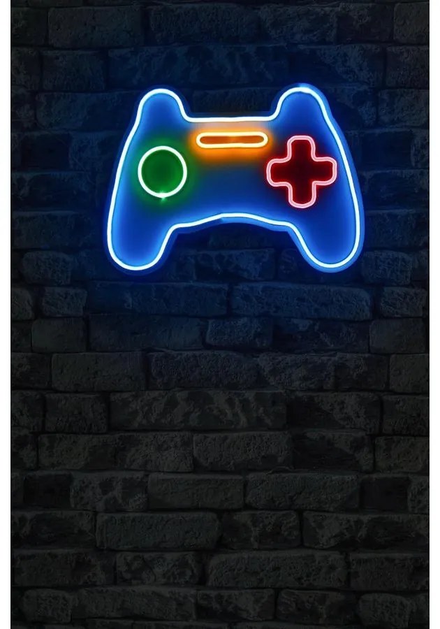 Műanyag LED-es fali dekoráció, Play Station Gaming Controller - Blue