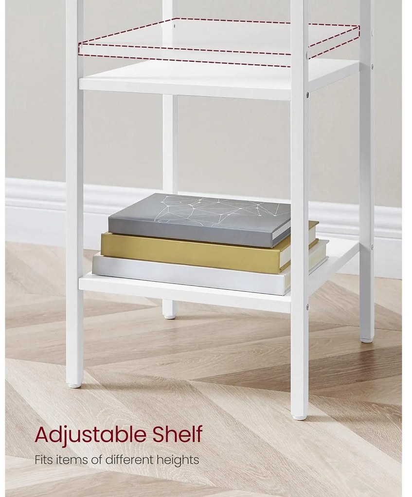 Lerakó asztal, éjjeli szekrény, fiókos, két polccal, 35 x 35 x 70 cm, fehér