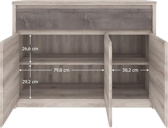 Komód 3D2S, nairobi gesztenye/onix, JESI NEW