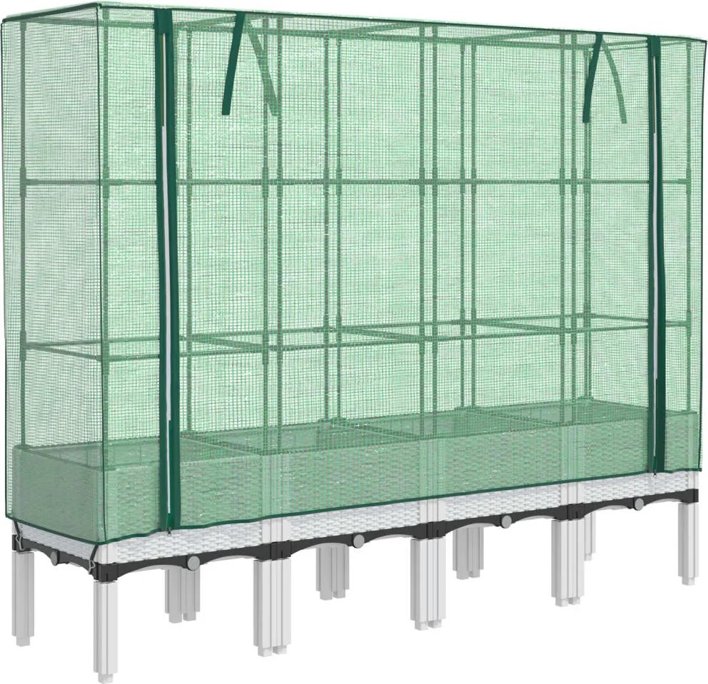 vidaXL rattan megjelenésű magaságyás melegháztakaróval 160x40x140 cm