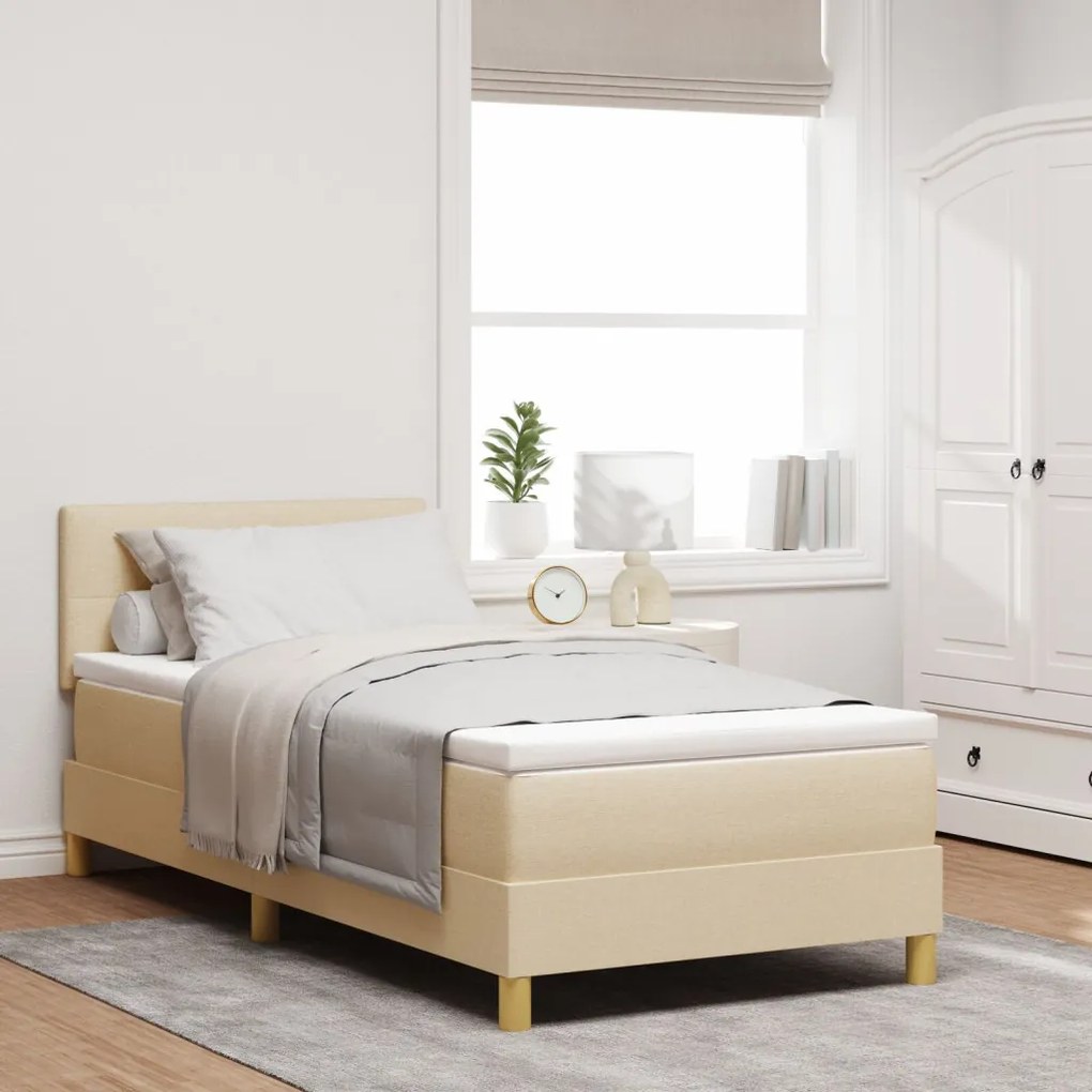 Box Spring Ágy Matraccal Krém 90x190 cm Szövet
