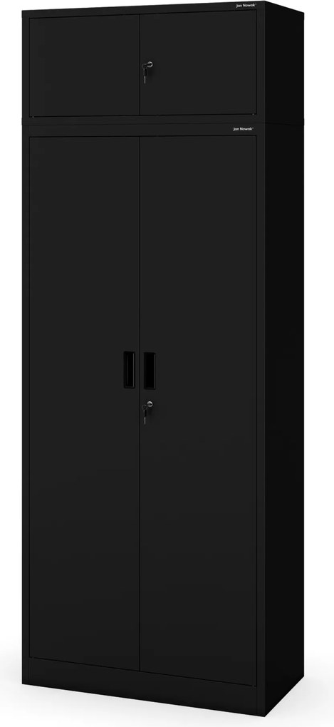 4 polcos fém irodai szekrény, fekete, 1750x800x400 mm: JAN Compact