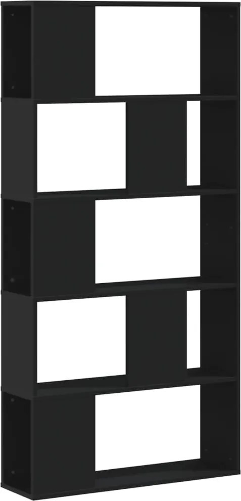 vidaXL 5 szintes fekete szerelt fa könyvespolc 80,5 x 23,5 x 162,5 cm