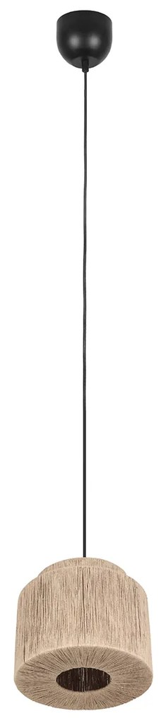 Japandi függőlámpa fekete barna kötéllel 31cm - Smilla