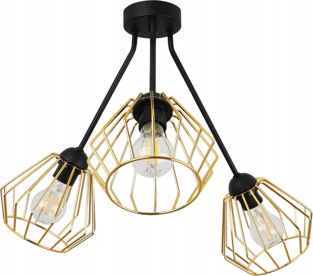 Mennyezeti Lámpa Lógó Csillár Hármas Arany Lámpabúra Plafon Loft Szoba