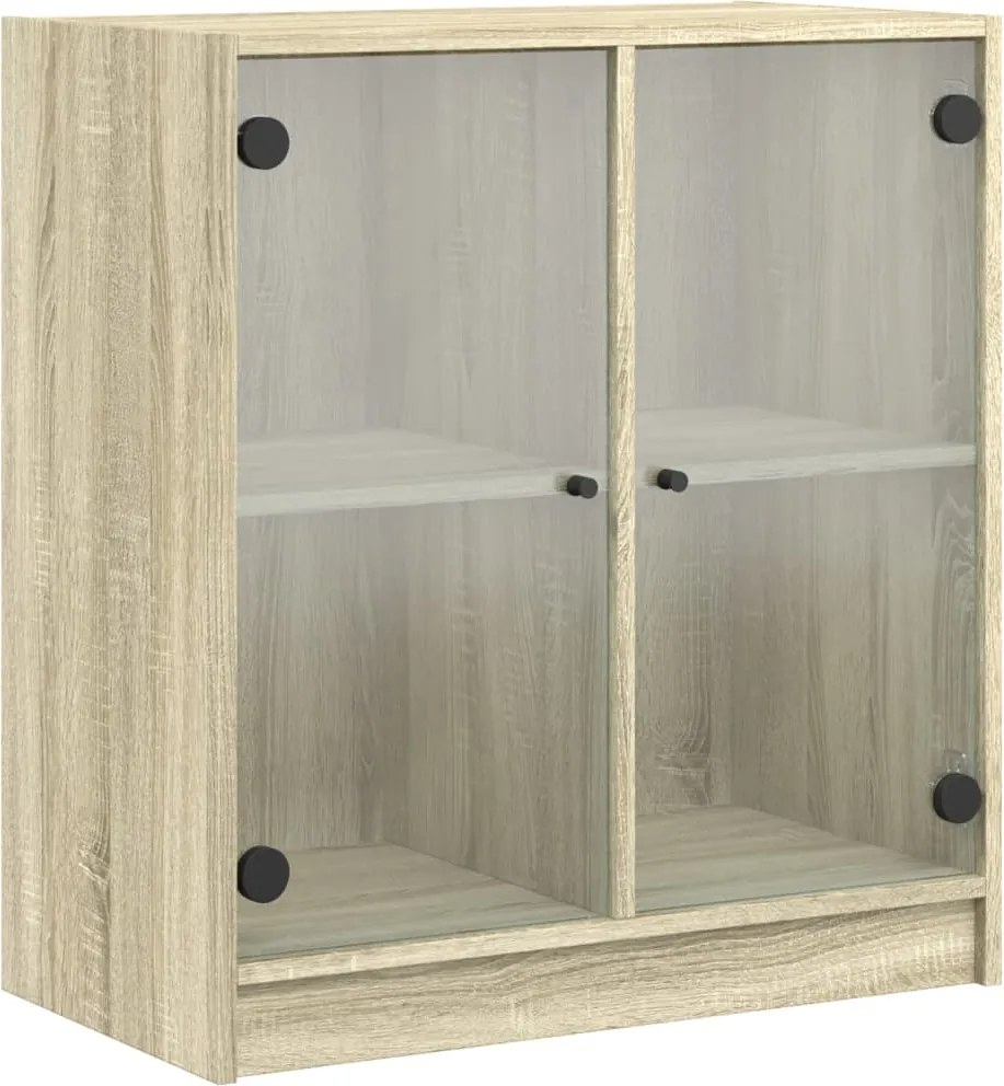 vidaXL sonoma tölgy színű kisszekrény üvegajtókkal 68 x 37 x 75,5 cm