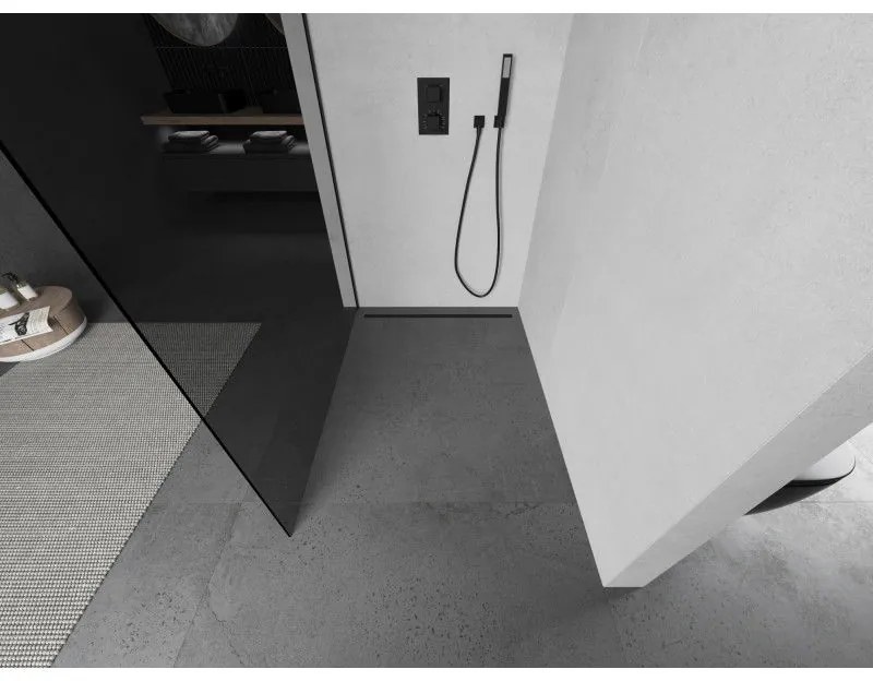 Mexen Kioto zuhanyparaván WALK-IN 8mm, 80x200 cm, szürke üveg-fekete profil, 800-080-101-70-40