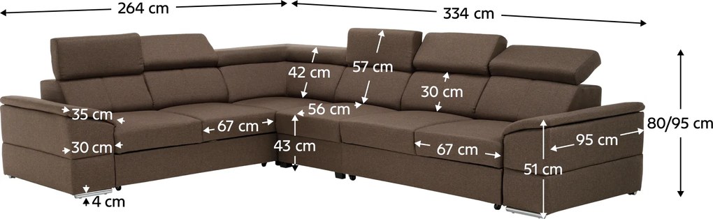 Ülőgarnitúra, szövet szürke-barna Taupe, SEGORIA LUX