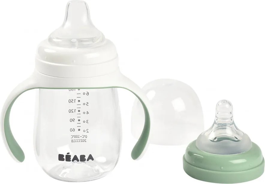 Béaba 2 az 1-ben Tanuló cumisüveg 210 ml - Zsályazöld