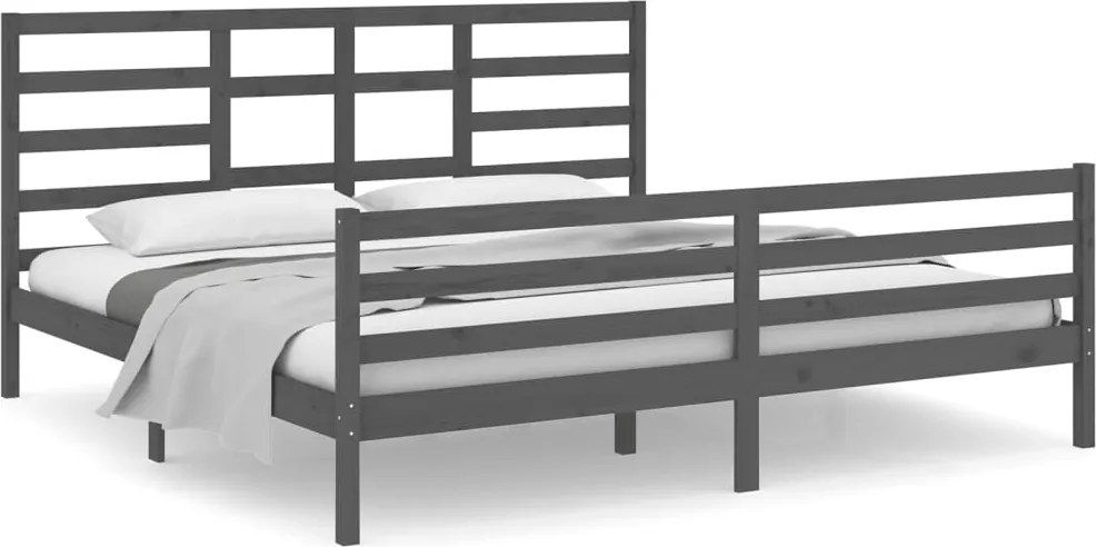 vidaXL szürke tömör fa ágykeret 200 x 200 cm