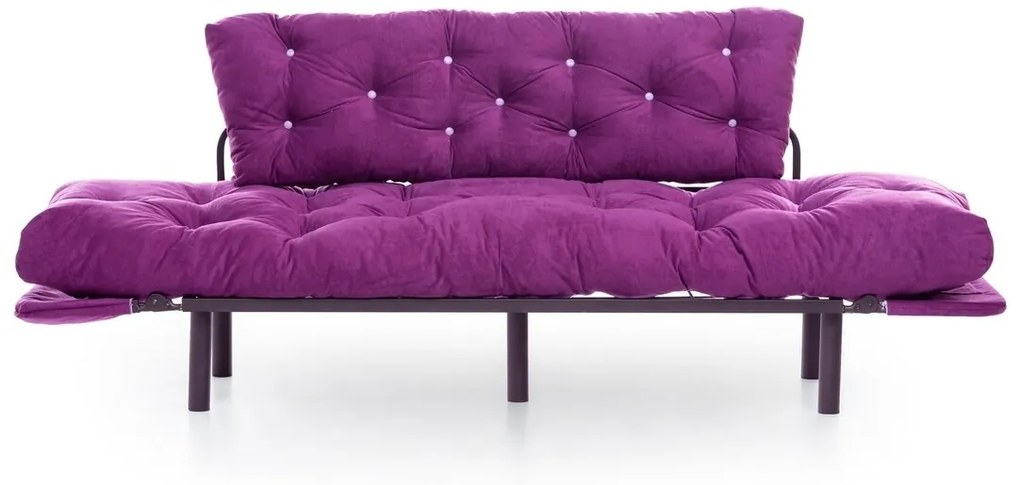 Kanapéágy Nitta Triple, Futon, 3 ülőhely, 225x70 cm, fém, lila