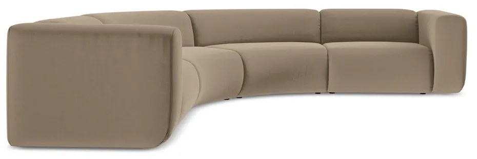 Bézs bársony sarokkanapé Ekahi – Makamii