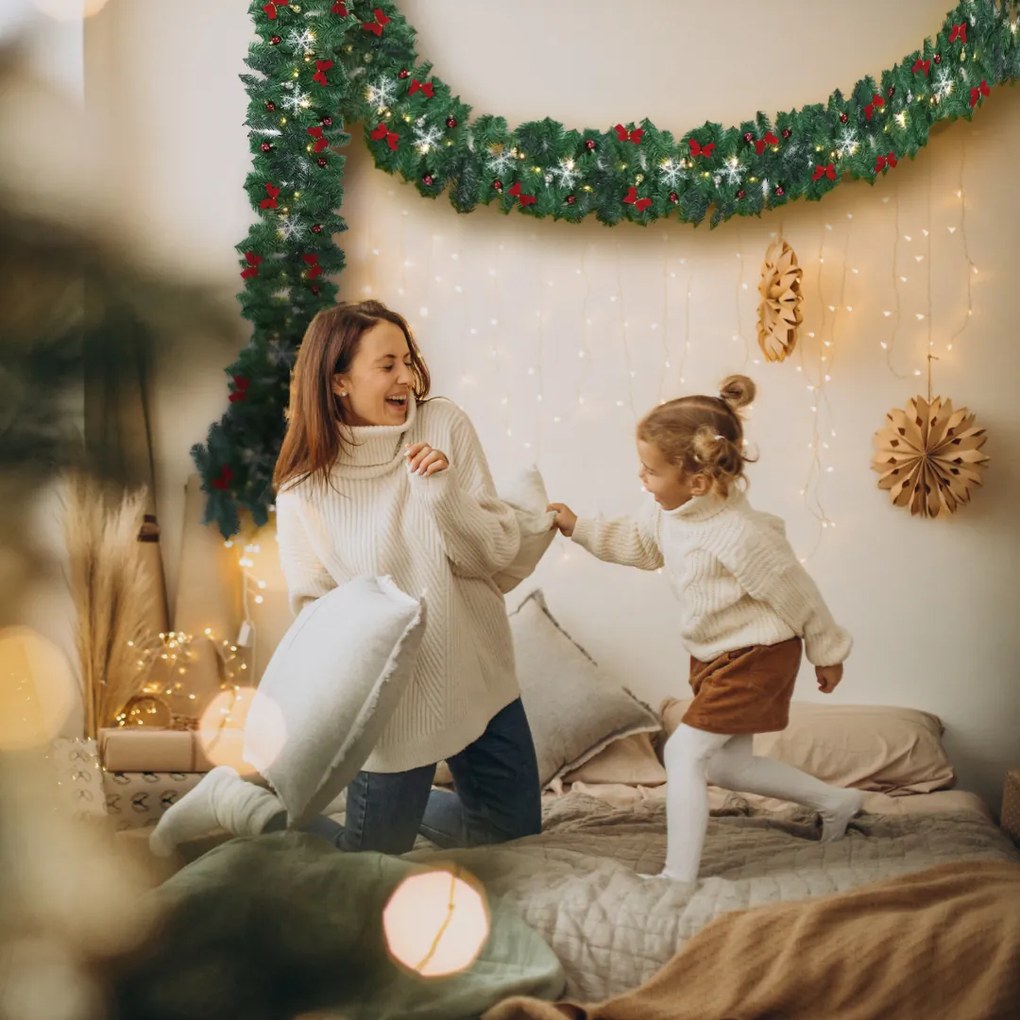 Jurhan ANDREA karácsonyi girland világítással, díszített, 5m, zöld