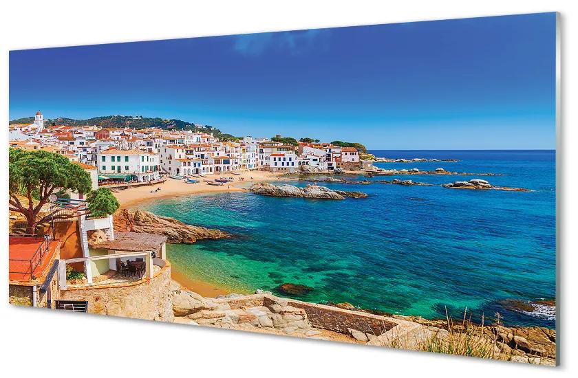 Akrilképek Spanyolország strand város parton 140x70 cm