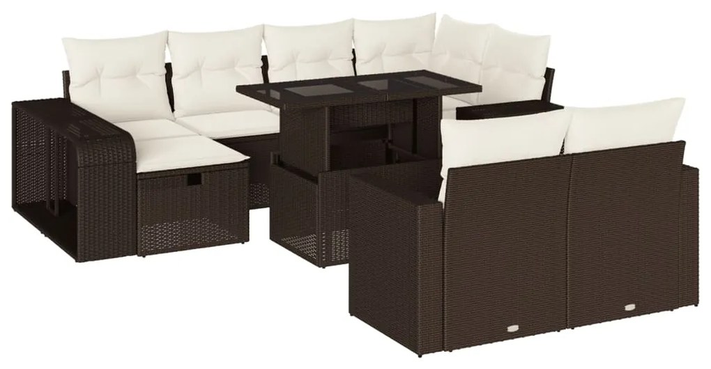 vidaXL 11 részes barna polyrattan kerti ülőgarnitúra párnákkal