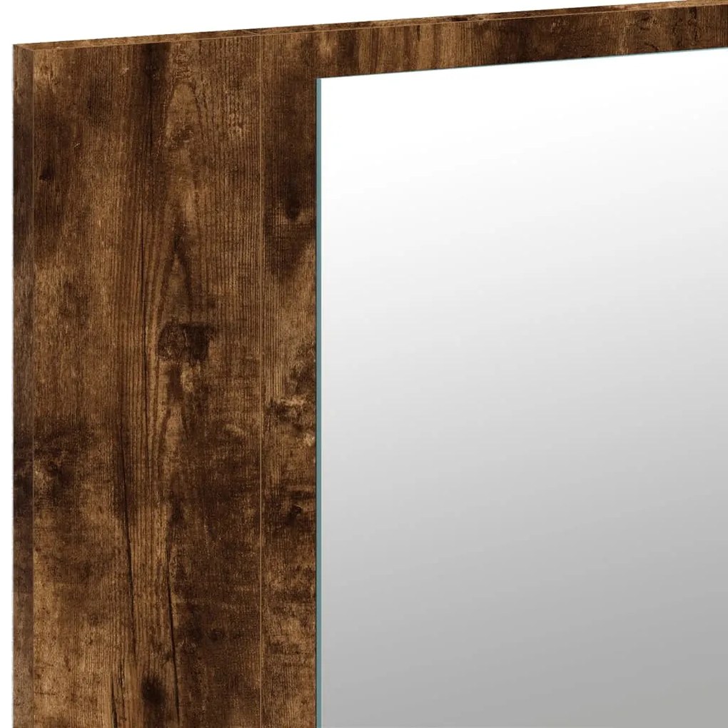 füstös tölgy akril LED-es tükrös fürdőszobaszekrény 90x12x45 cm