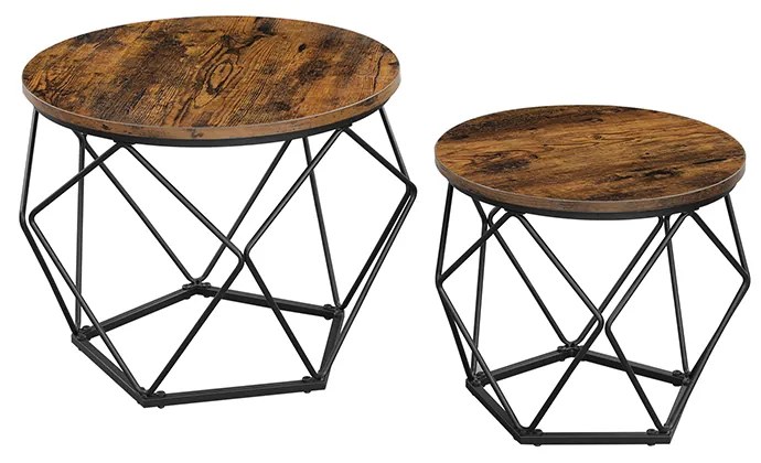 VERA konferenciaasztal készlet  50x40cm/40x36cm, barna/fekete Vasagle