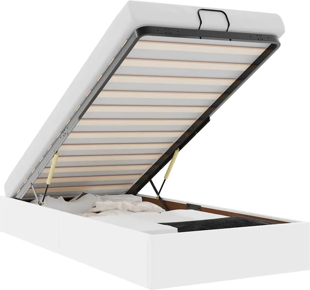 vidaXL Ottomán ágykeret matrac nélkül fehér 90x190 cm műbőr