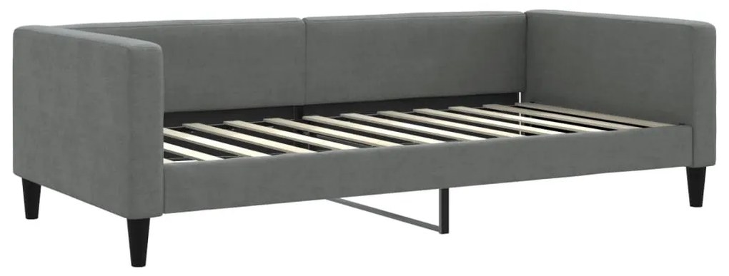 sötétszürke kihúzható szövet heverő matracokkal 100 x 200 cm