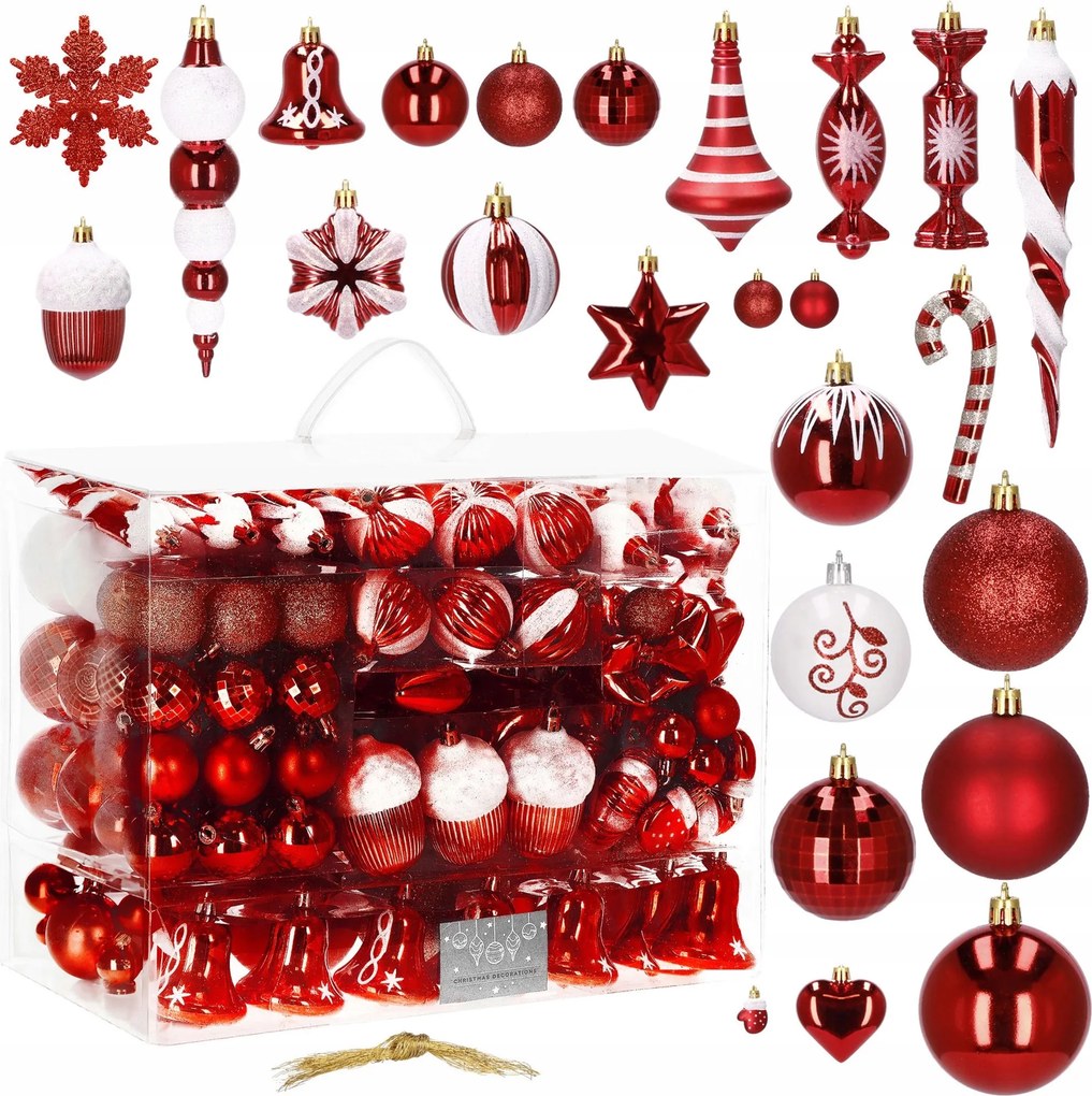 Karácsonyfadísz Karácsonyfa Szett 153DB XXL Piros Prémium