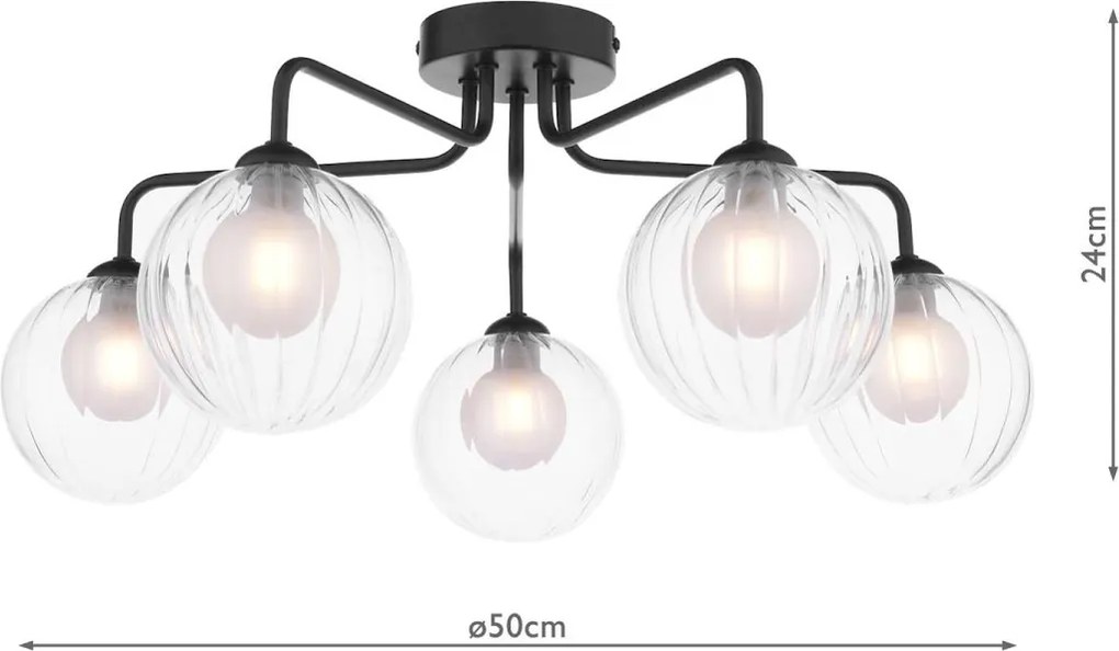 Dar Lighting modern mennyezeti lámpa feya matt fekete darfey0522-20