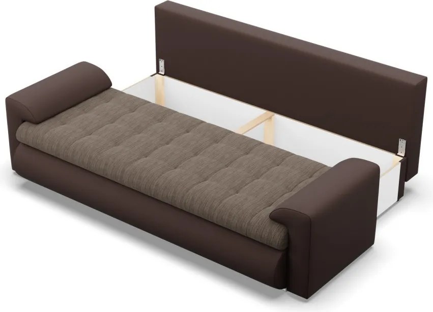 Tokio kanapéágy, fonott + műbőr, barna