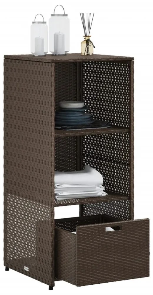 barna polyrattan kerti tárolószekrény 50 x 55 x 115 cm
