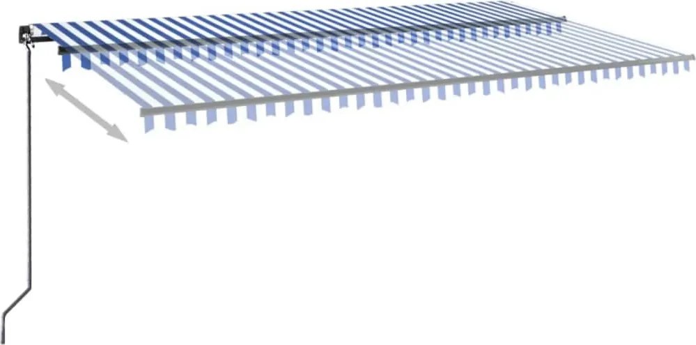 Kék és fehér kézzel kihúzható napellenző 600 x 350 cm