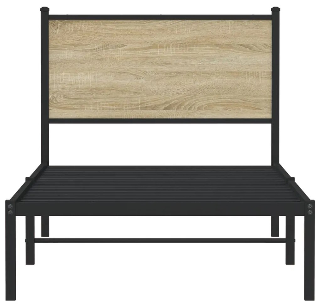 sonoma tölgy színű fém ágykeret matrac nélkül 90 x 200 cm