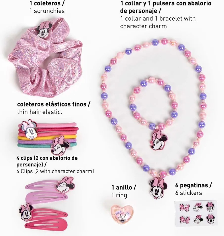 Disney Minnie Pink hajkiegészítő és ékszer szett 15 db-os