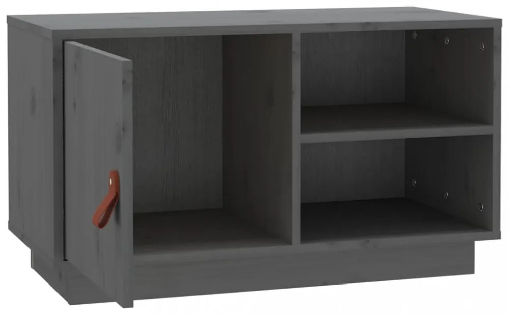 szürke tömör fenyőfa TV-szekrény 70 x 34 x 40 cm