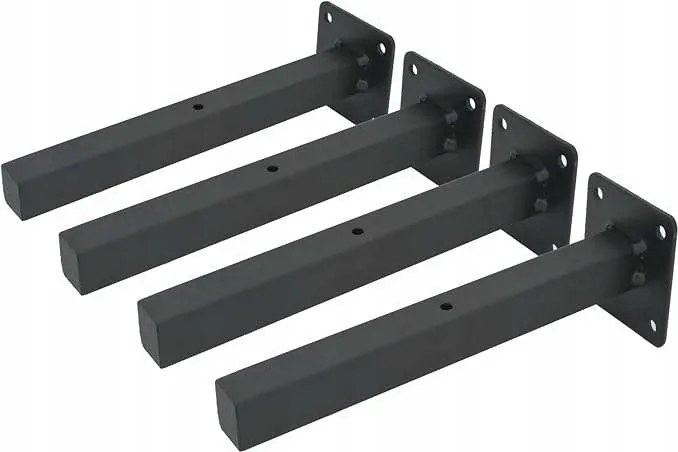 Fali polctartó szett csavarokkal 25cm fekete szín 4db 30kg-ig