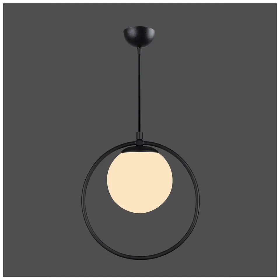 Fekete fém függőlámpa üveg búrával ø 15 cm Ates – Squid Lighting