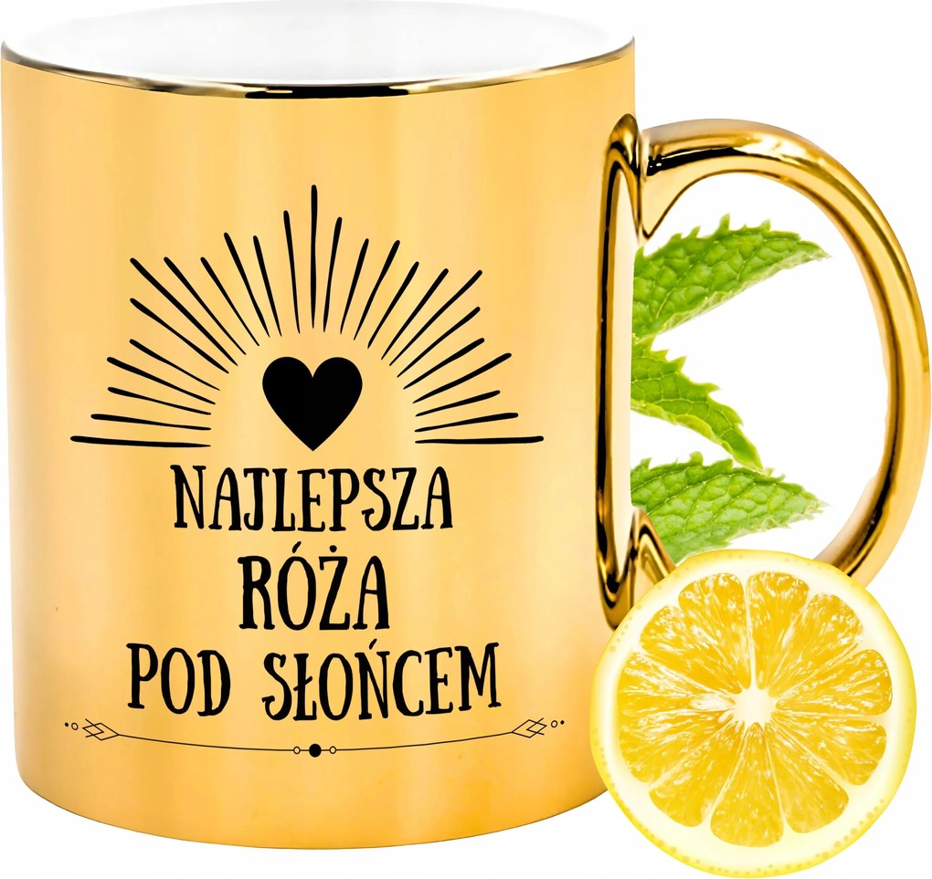 Prémium Arany Csillogó Bögre Rózsa Ajándék Nyomtatott Fotóval