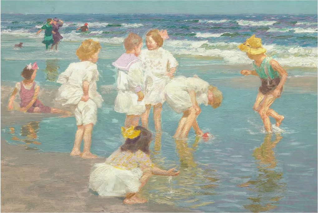 Divatos Flizelin Tapéta Fali Furnér Tengerparti Gyerekkor 104x70 Ragasztó